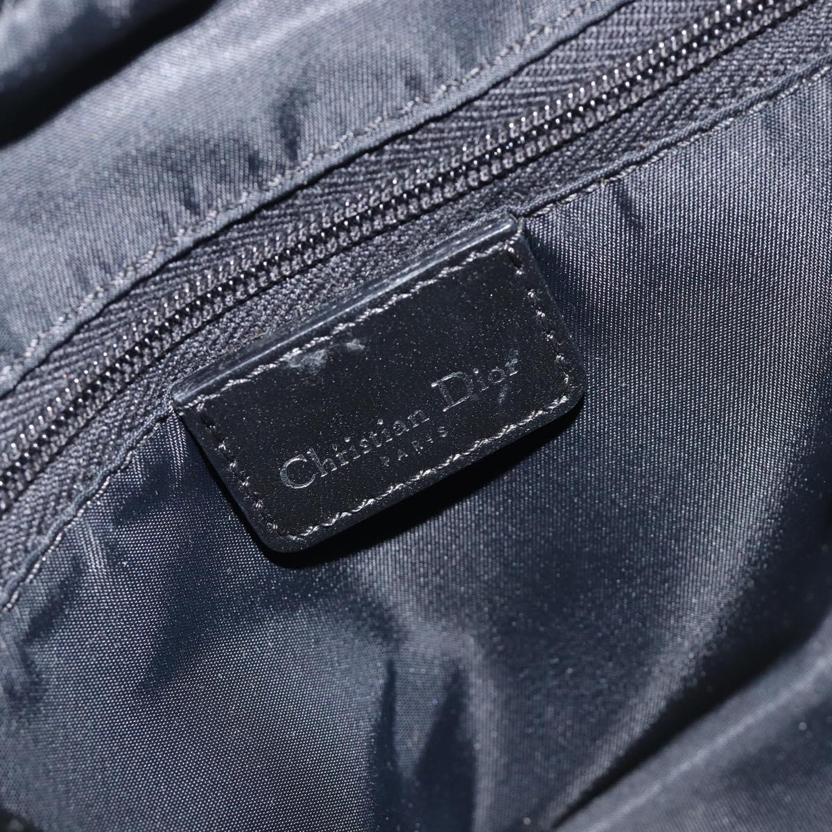 Christian Dior Trotter Canvas Double Saddle Hand Bag Black Silver Auth ka6987V
