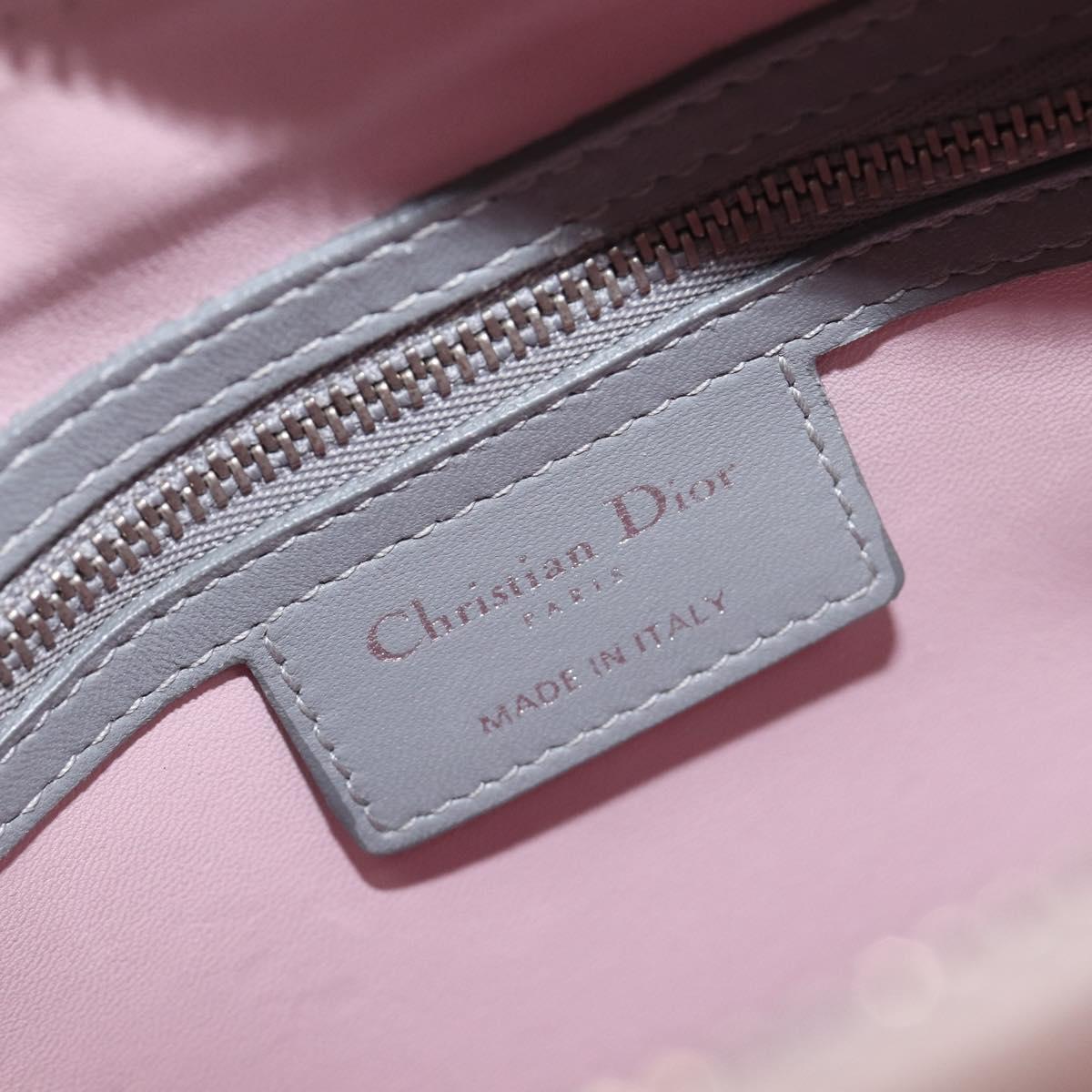 Christian Dior Lady Dior Hand Bag Lamb Skin 2way Pink Silver Auth ka6988SAM
