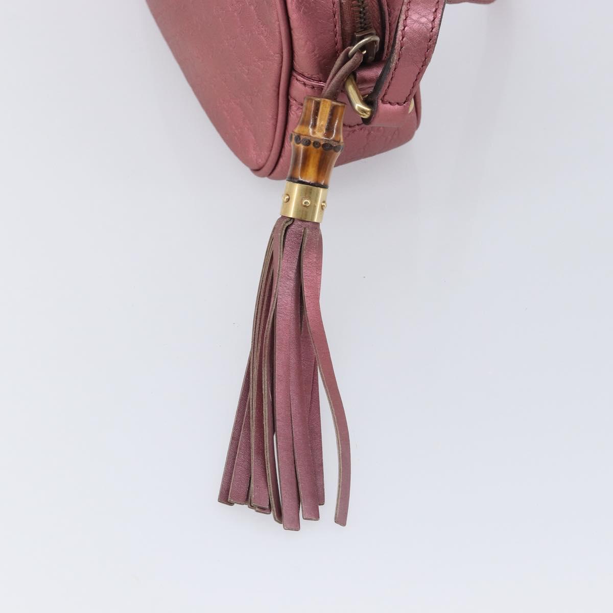 GUCCI Micro GG Canvas Guccissima Bamboo Bag Leather Pink 309538 Auth ka6989A