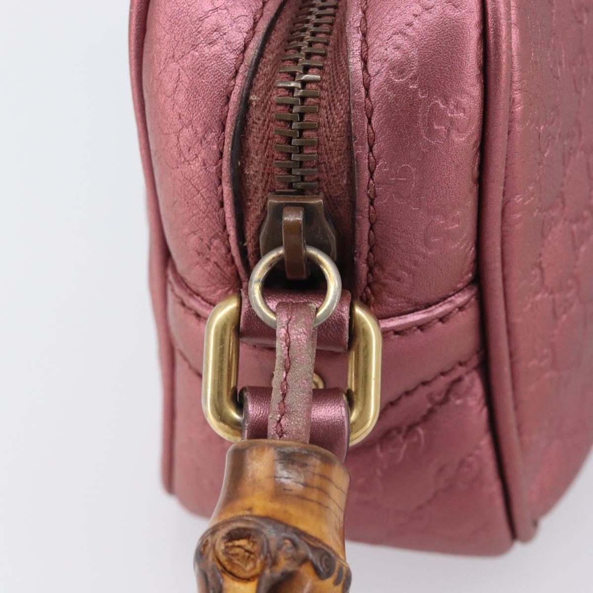 GUCCI Micro GG Canvas Guccissima Bamboo Bag Leather Pink 309538 Auth ka6989A