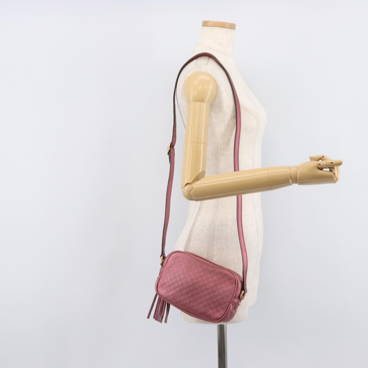 GUCCI Micro GG Canvas Guccissima Bamboo Bag Leather Pink 309538 Auth ka6989A