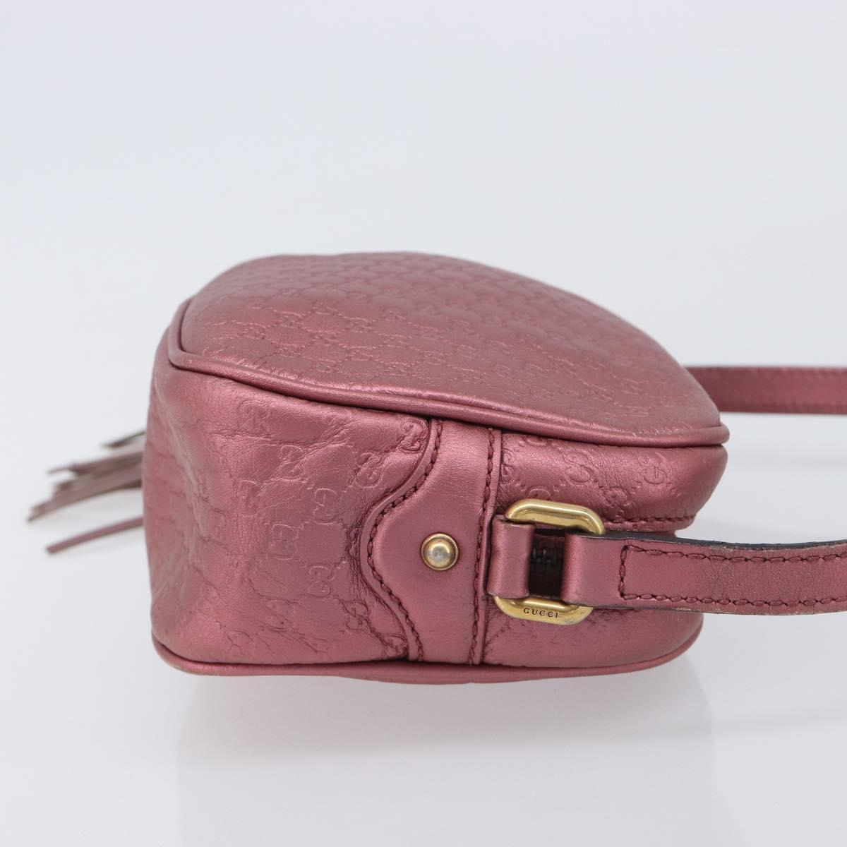 GUCCI Micro GG Canvas Guccissima Bamboo Bag Leather Pink 309538 Auth ka6989A
