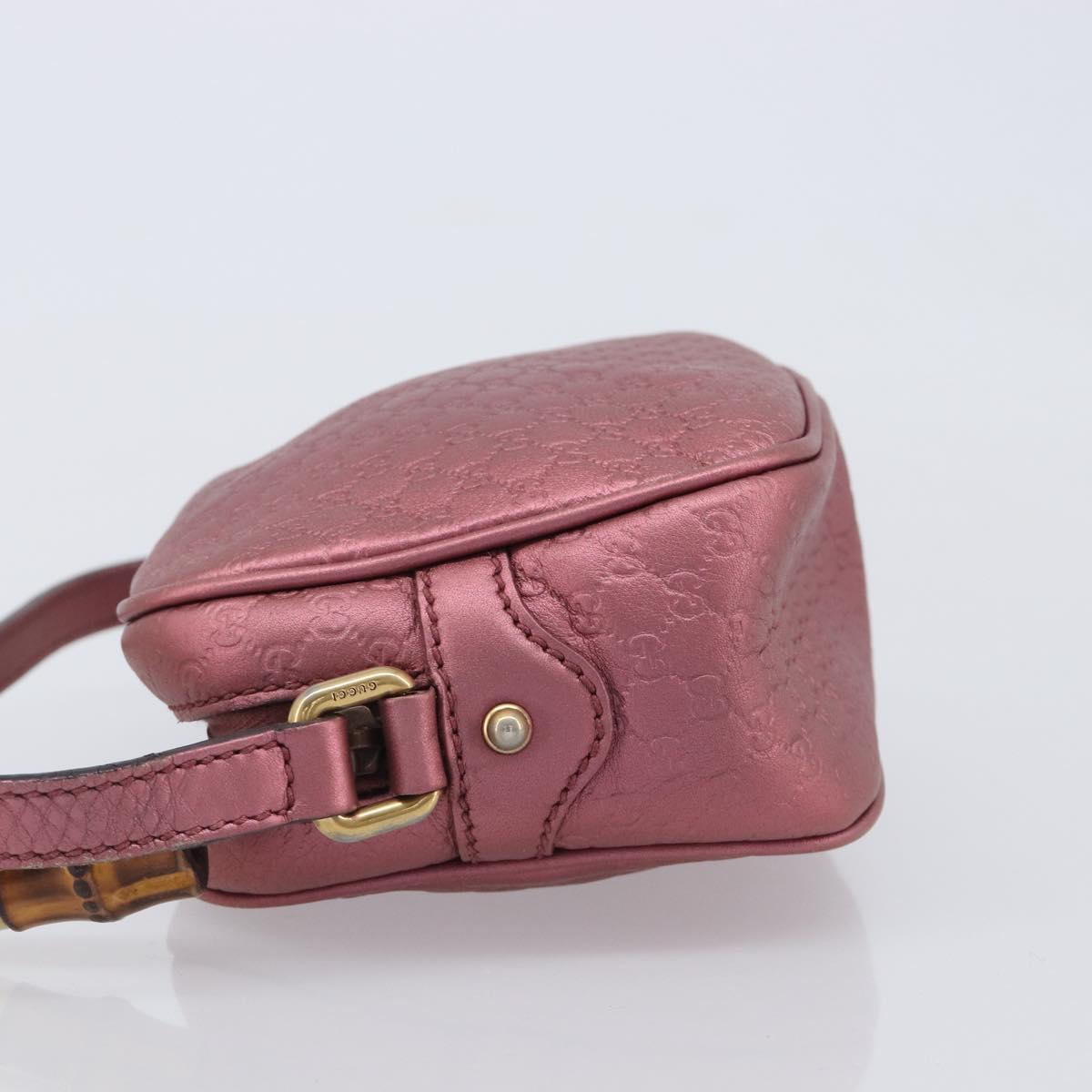 GUCCI Micro GG Canvas Guccissima Bamboo Bag Leather Pink 309538 Auth ka6989A