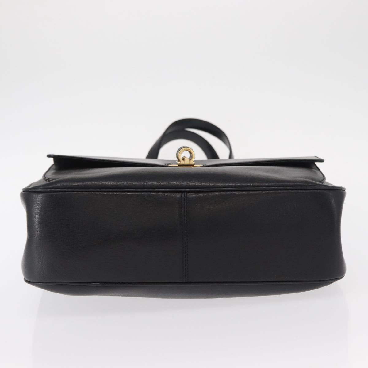 Salvatore Ferragamo Tote Bag Leather Black Gold Auth ka699