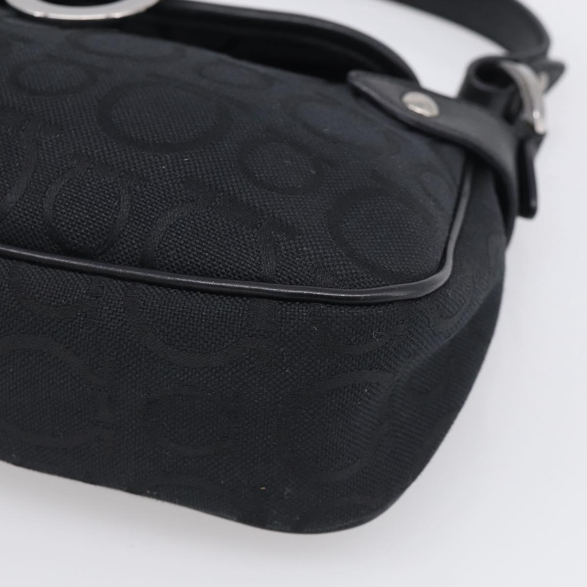 Salvatore Ferragamo Gancini Shoulder Bag Canvas Black Silver Auth ka6990A