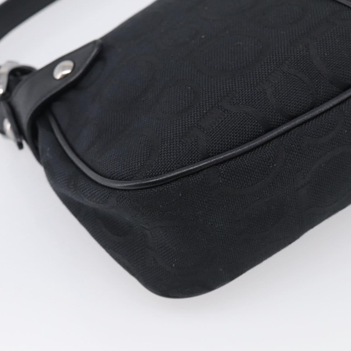 Salvatore Ferragamo Gancini Shoulder Bag Canvas Black Silver Auth ka6990A