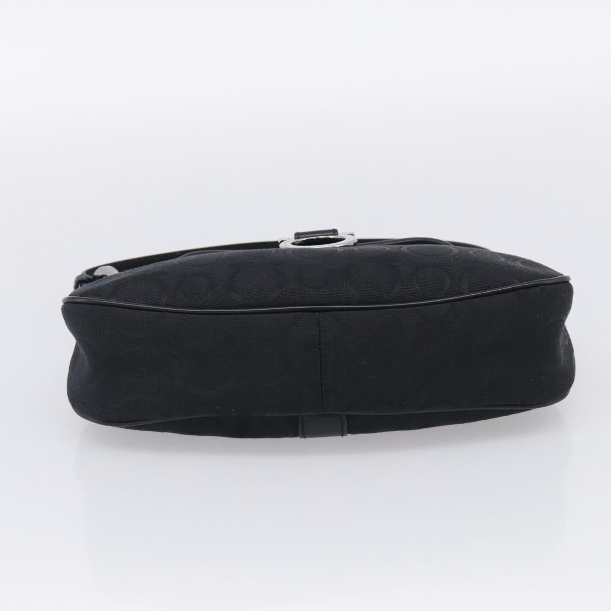 Salvatore Ferragamo Gancini Shoulder Bag Canvas Black Silver Auth ka6990A