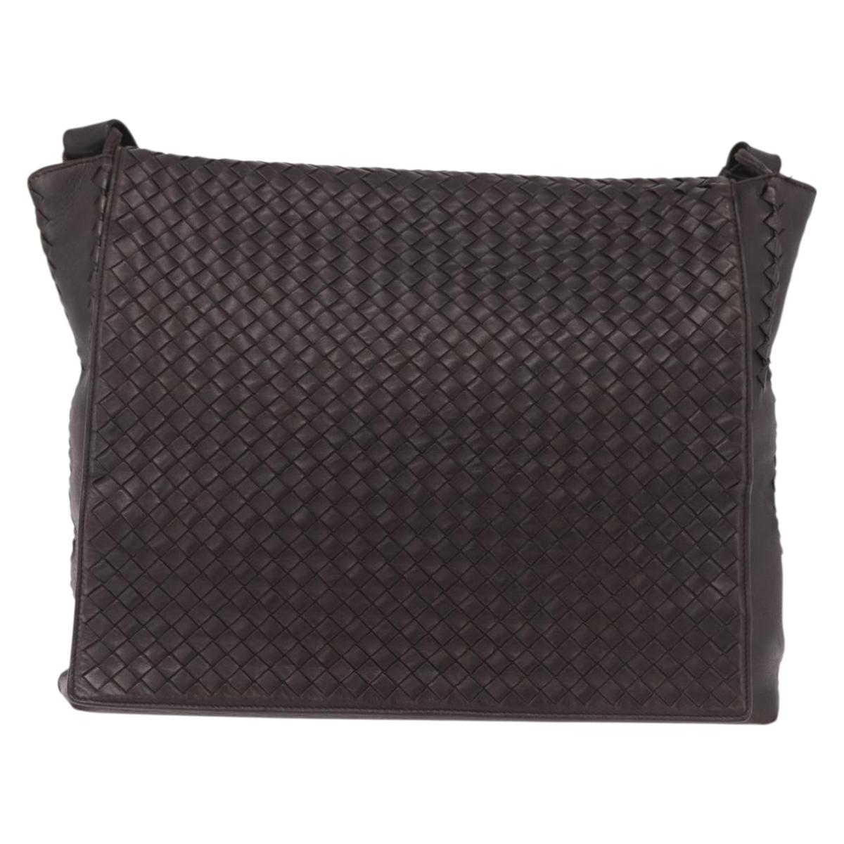 Bottega Veneta INTRECCIATO Shoulder Bag Leather Brown 221065 Auth ka6991