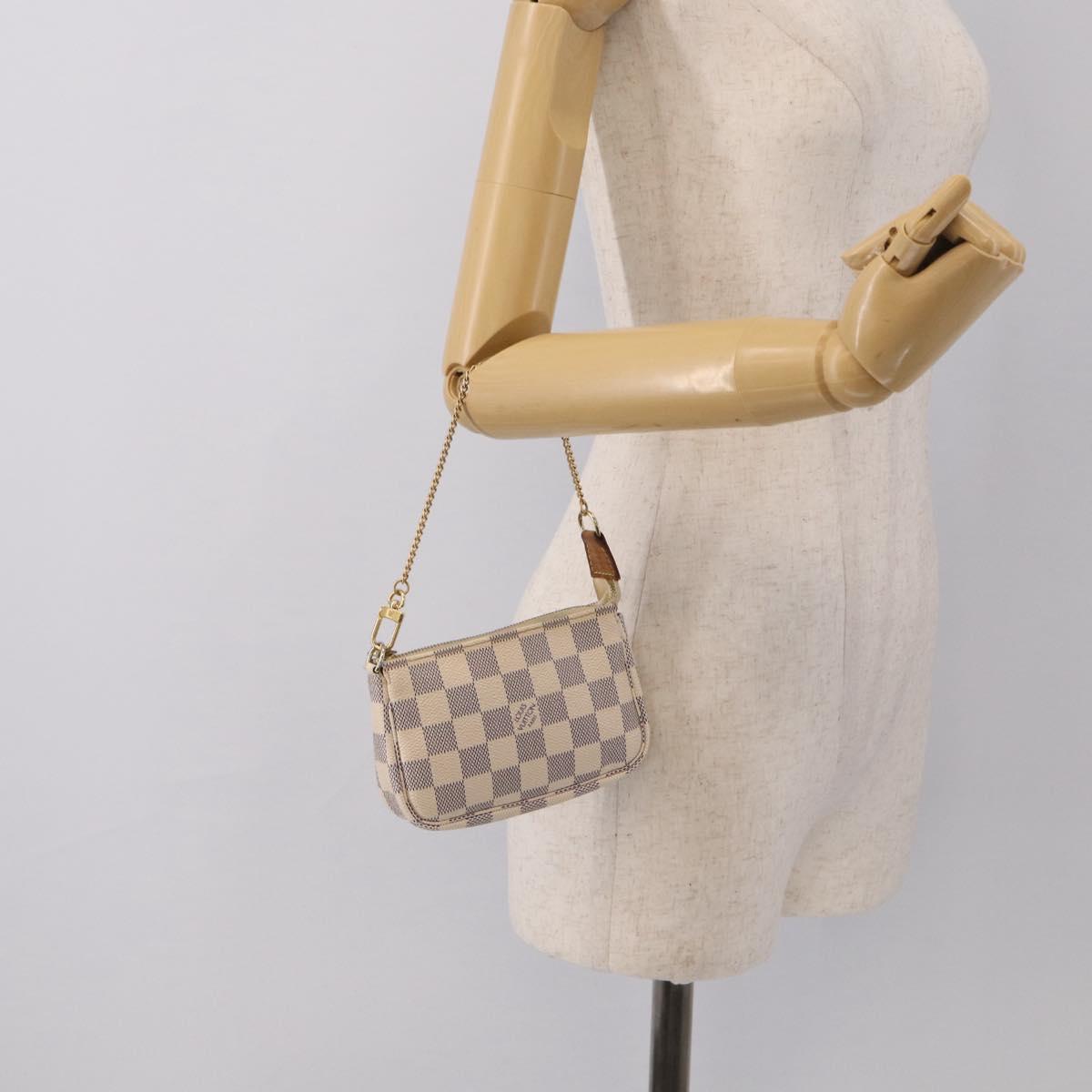 LOUIS VUITTON Damier Azur Mini Pochette Accessoires Pouch N63005 LV Auth ka6992