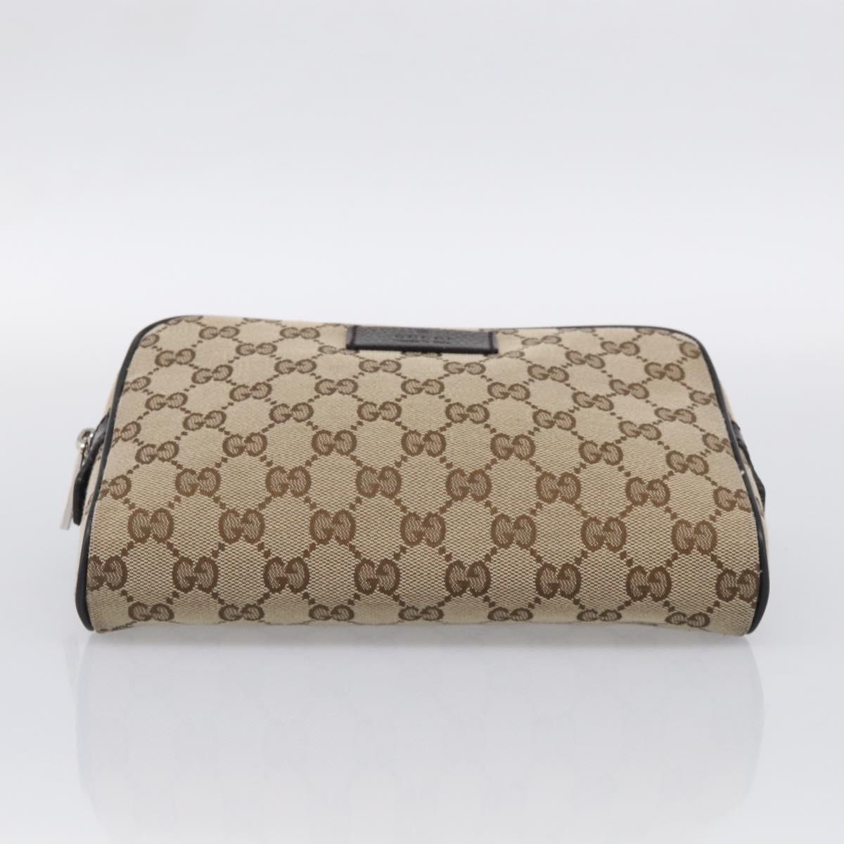 GUCCI GG Canvas Waist Bag Beige Silver 449174 Auth ka6993V