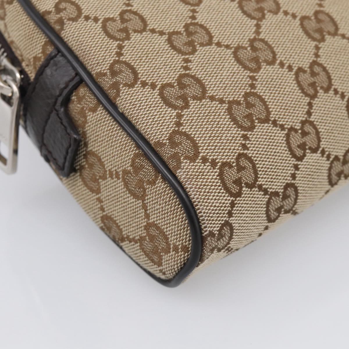 GUCCI GG Canvas Waist Bag Beige Silver 449174 Auth ka6993V
