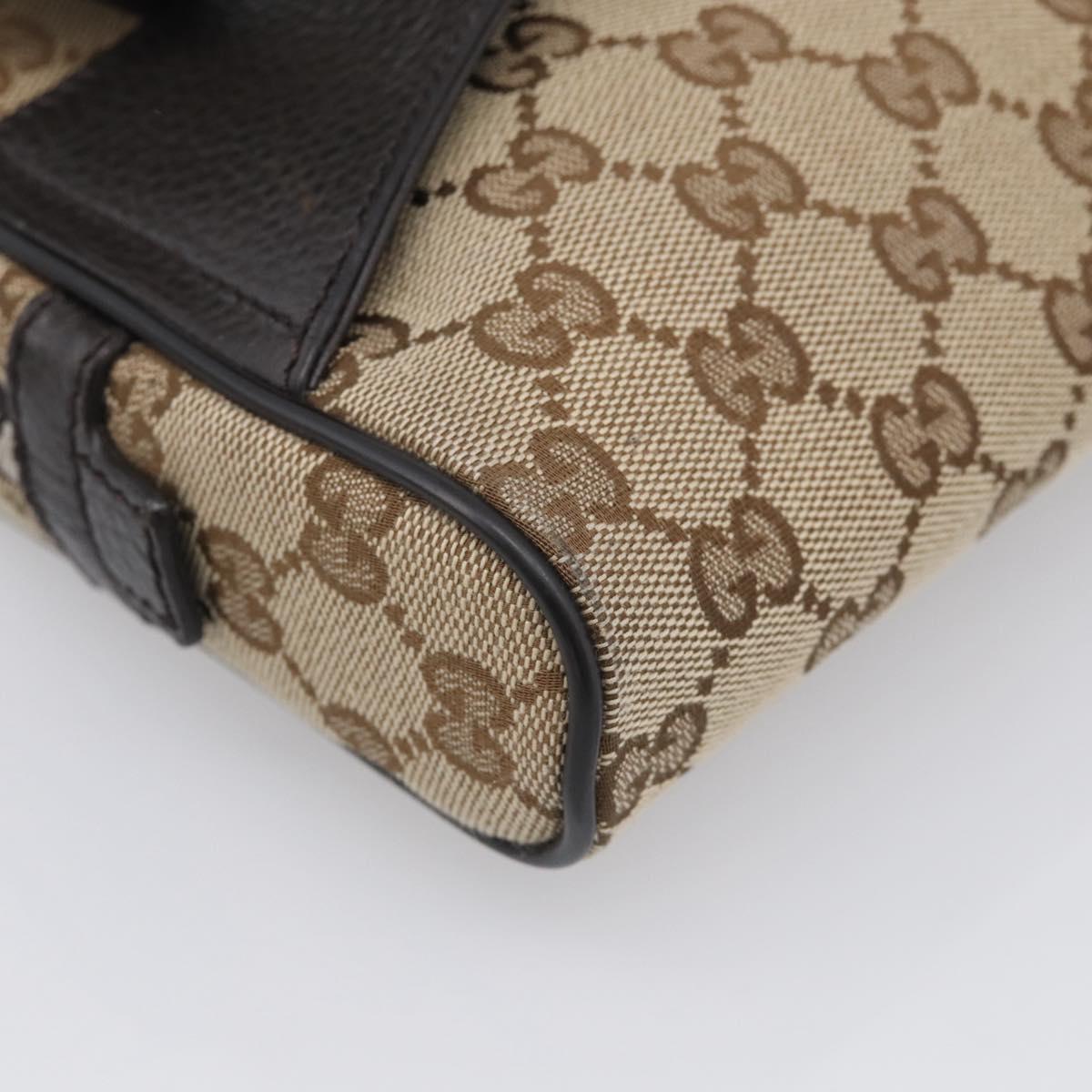 GUCCI GG Canvas Waist Bag Beige Silver 449174 Auth ka6993V
