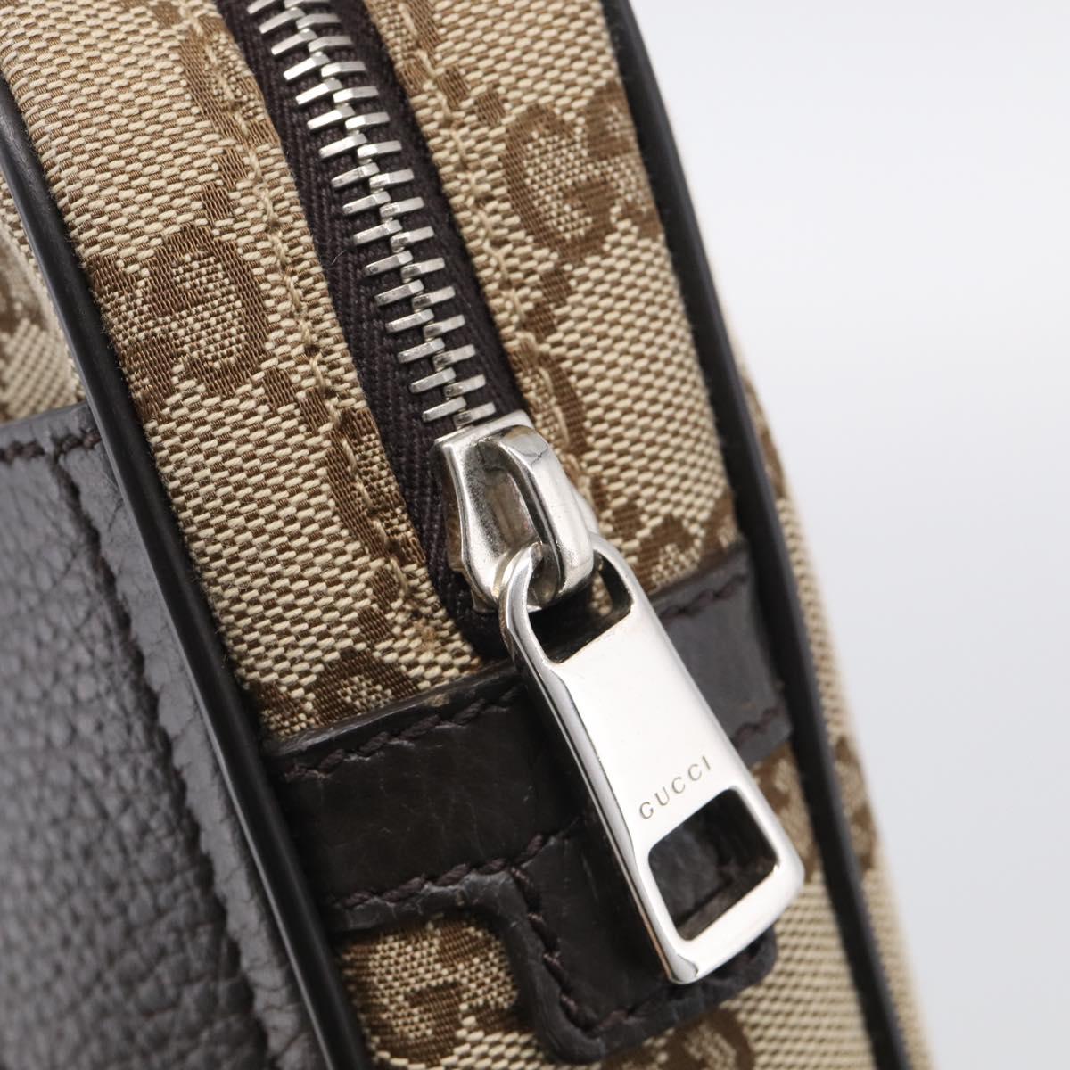 GUCCI GG Canvas Waist Bag Beige Silver 449174 Auth ka6993V