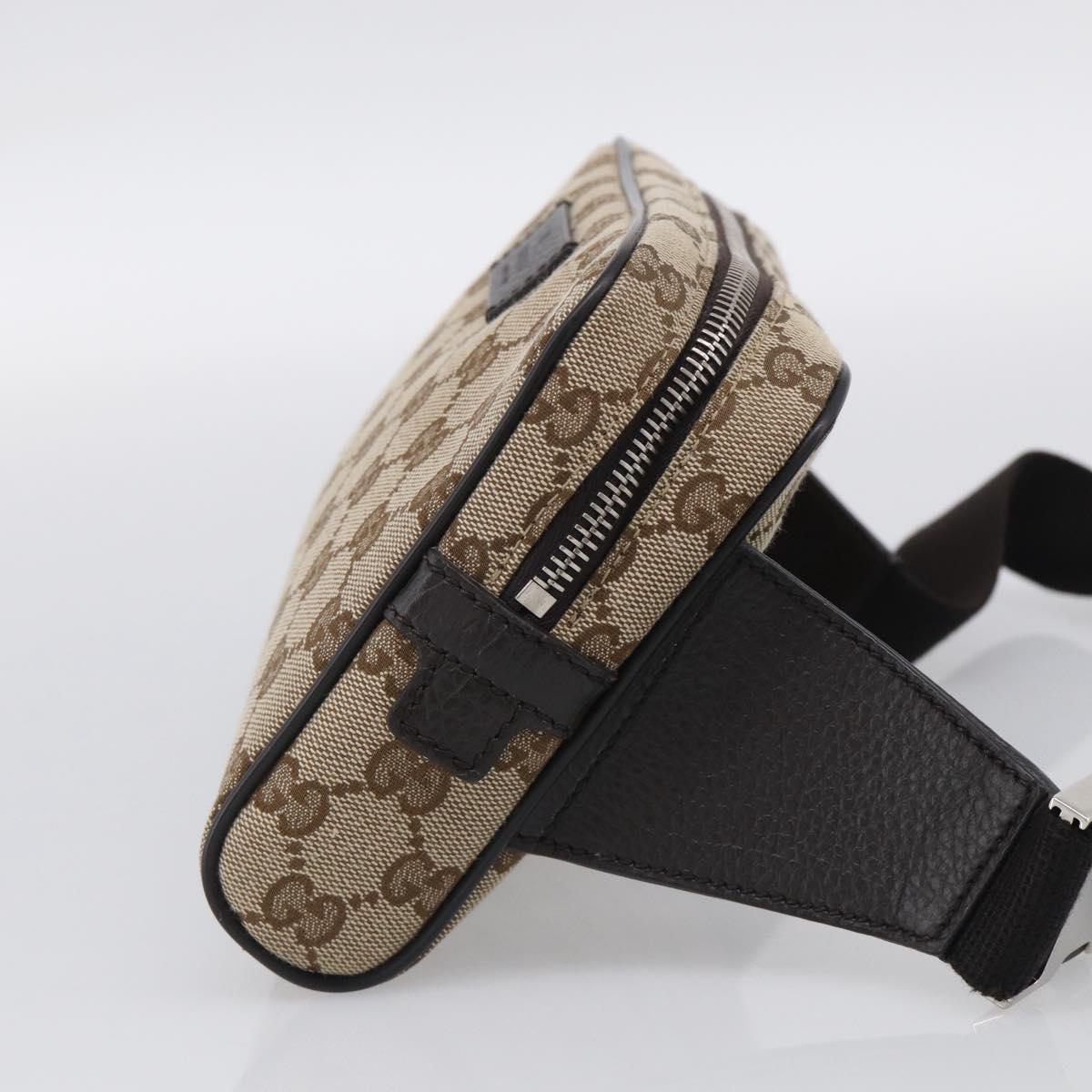 GUCCI GG Canvas Waist Bag Beige Silver 449174 Auth ka6993V