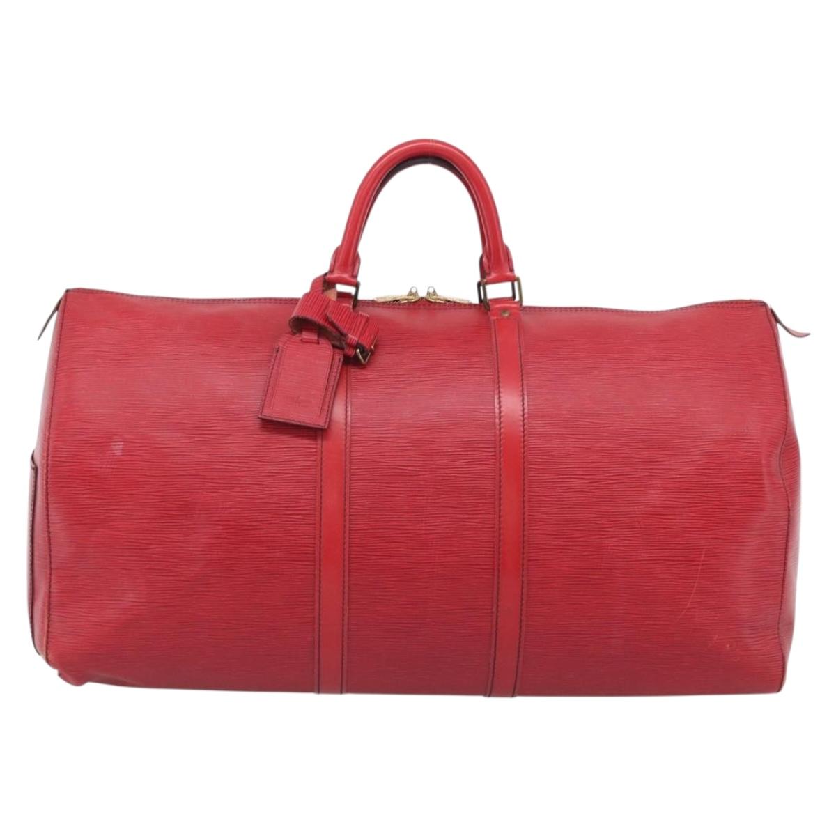 LOUIS VUITTON Epi Keepall 60 Boston Bag Red M42947 LV Auth ka6995
