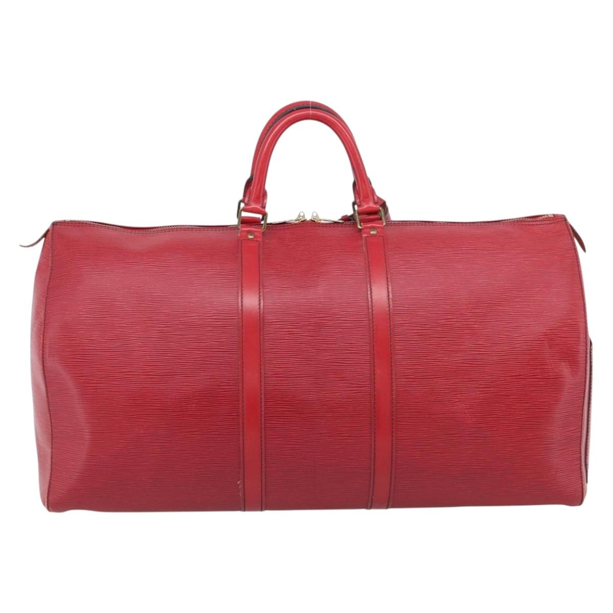 LOUIS VUITTON Epi Keepall 60 Boston Bag Red M42947 LV Auth ka6995