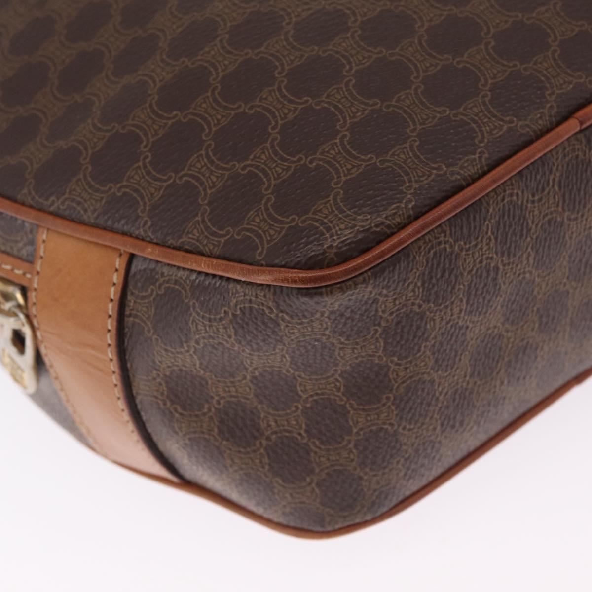 CELINE Macadam Canvas Shoulder Bag PVC Leather Brown Gold Auth ka7000