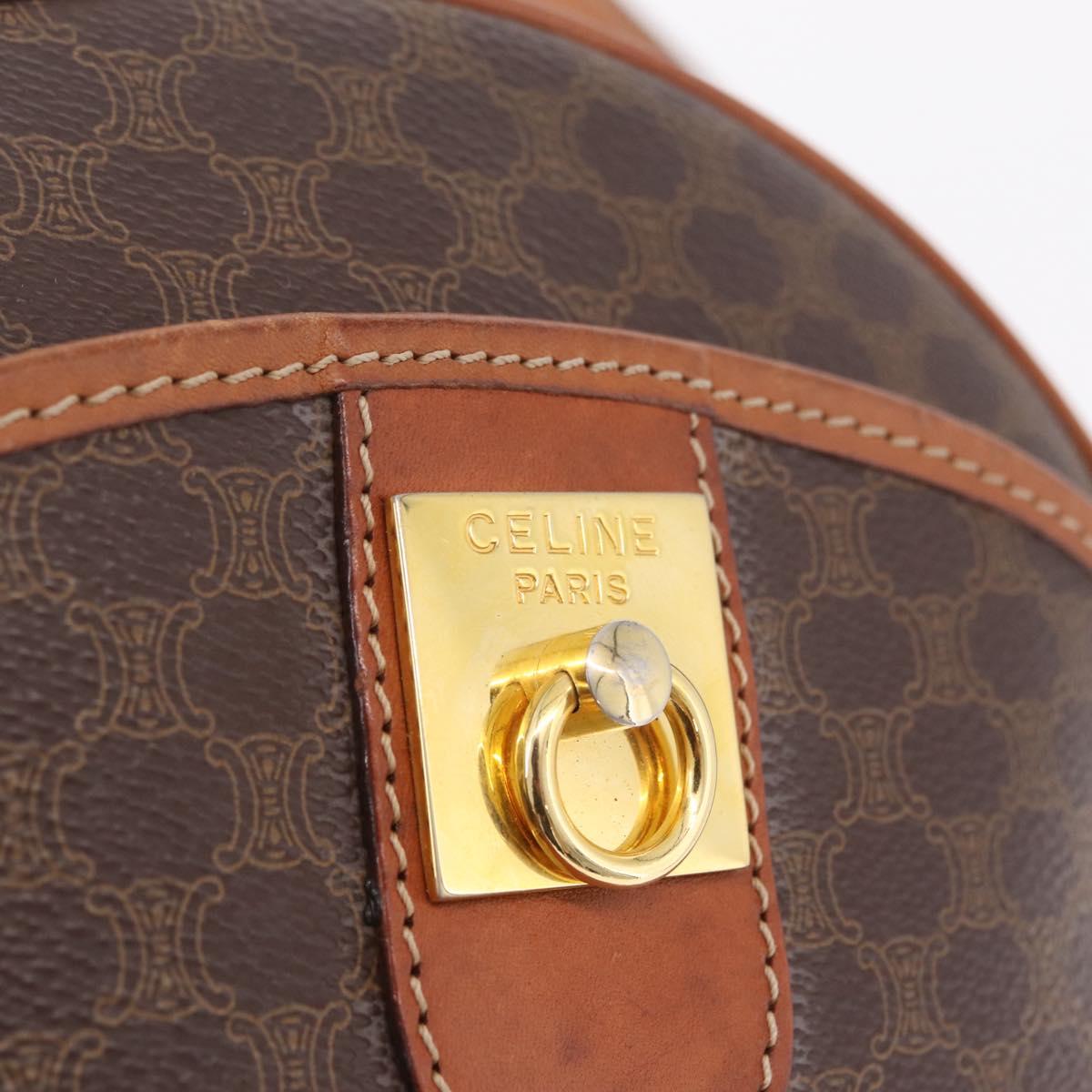 CELINE Macadam Canvas Shoulder Bag PVC Leather Brown Gold Auth ka7000
