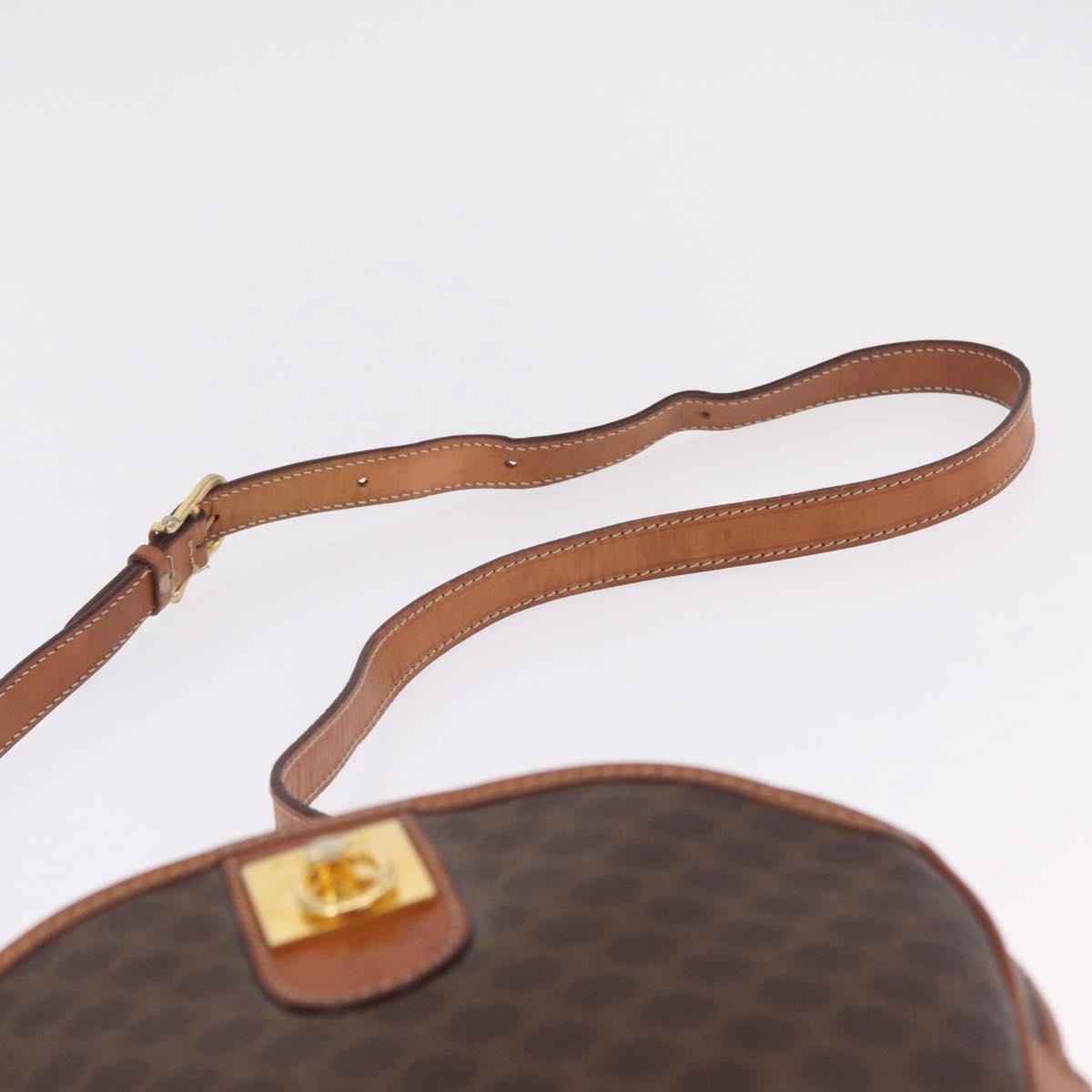 CELINE Macadam Canvas Shoulder Bag PVC Leather Brown Gold Auth ka7000