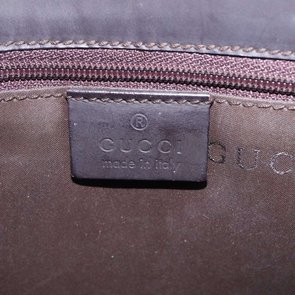 GUCCI Shoulder Bag Leather Brown Silver 001 3174 Auth ka7005