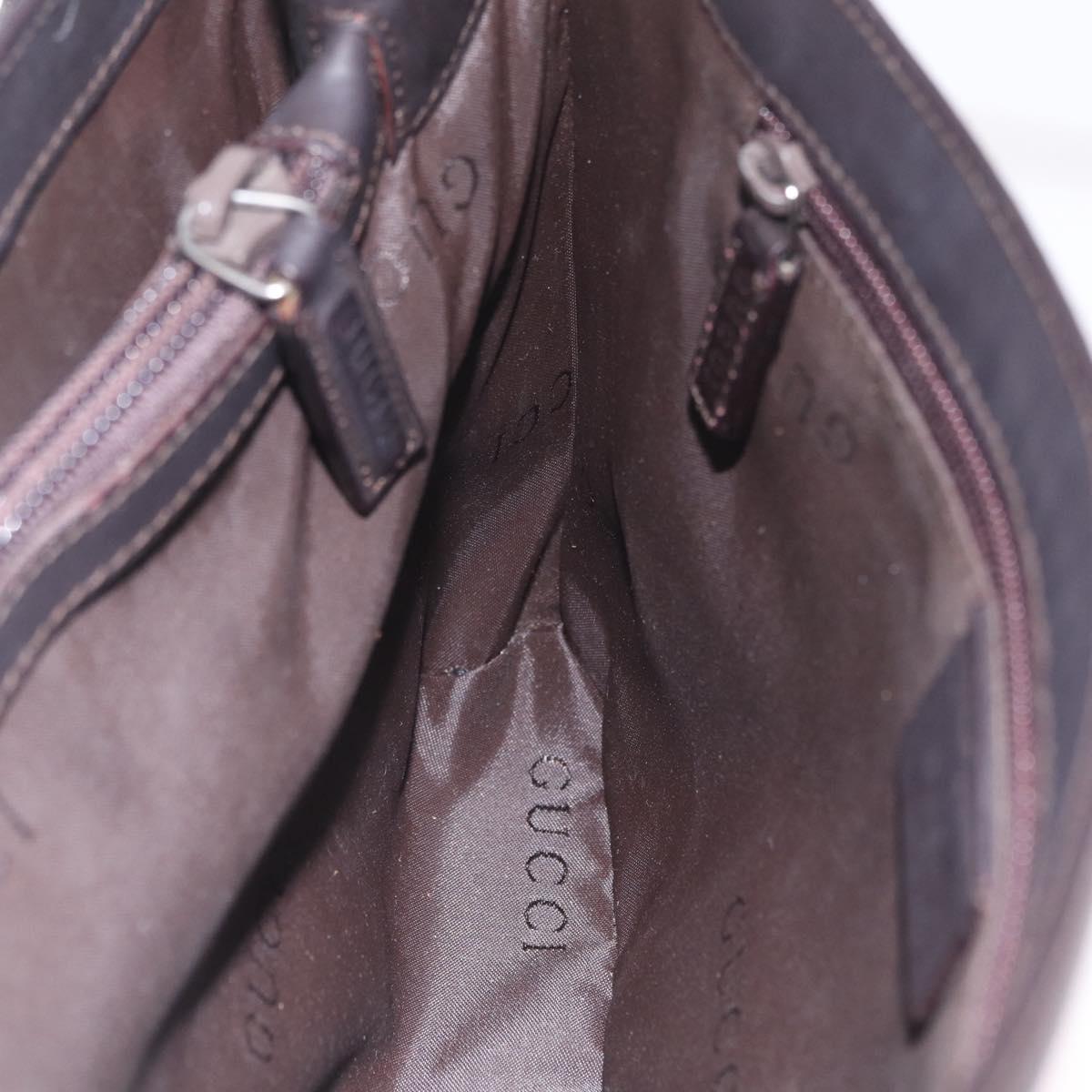 GUCCI Shoulder Bag Leather Brown Silver 001 3174 Auth ka7005