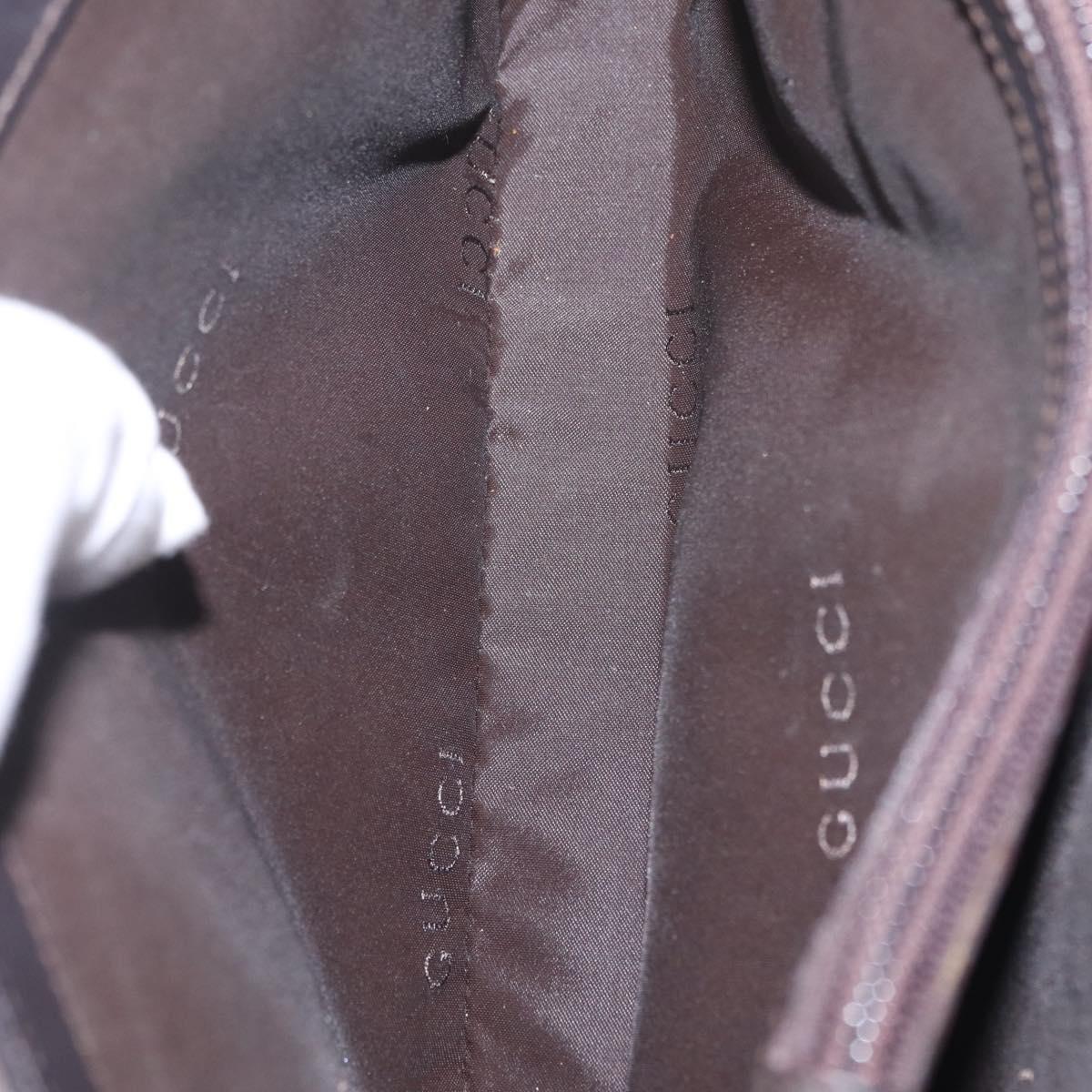 GUCCI Shoulder Bag Leather Brown Silver 001 3174 Auth ka7005