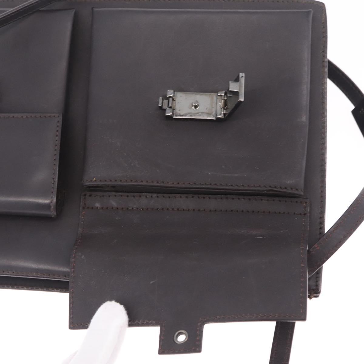 GUCCI Shoulder Bag Leather Brown Silver 001 3174 Auth ka7005