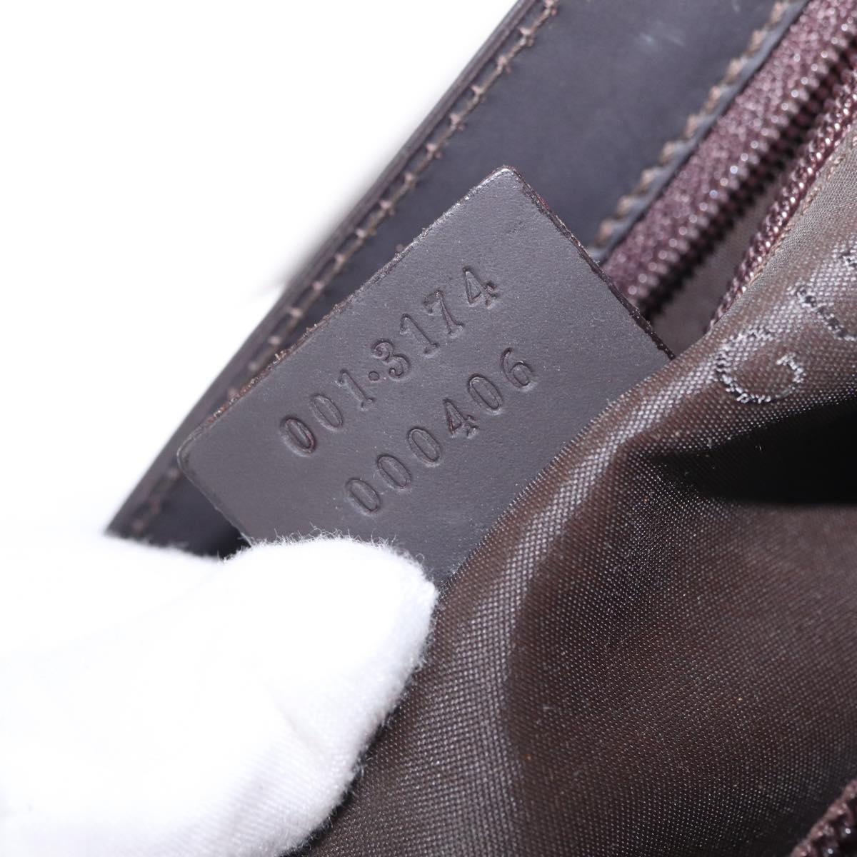 GUCCI Shoulder Bag Leather Brown Silver 001 3174 Auth ka7005