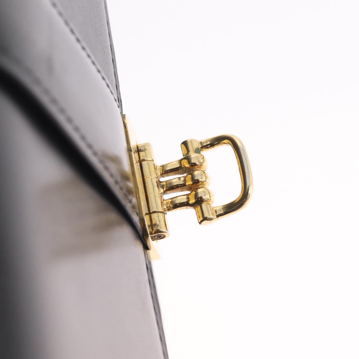 CELINE Hand Bag Leather Black Gold Auth ka7008