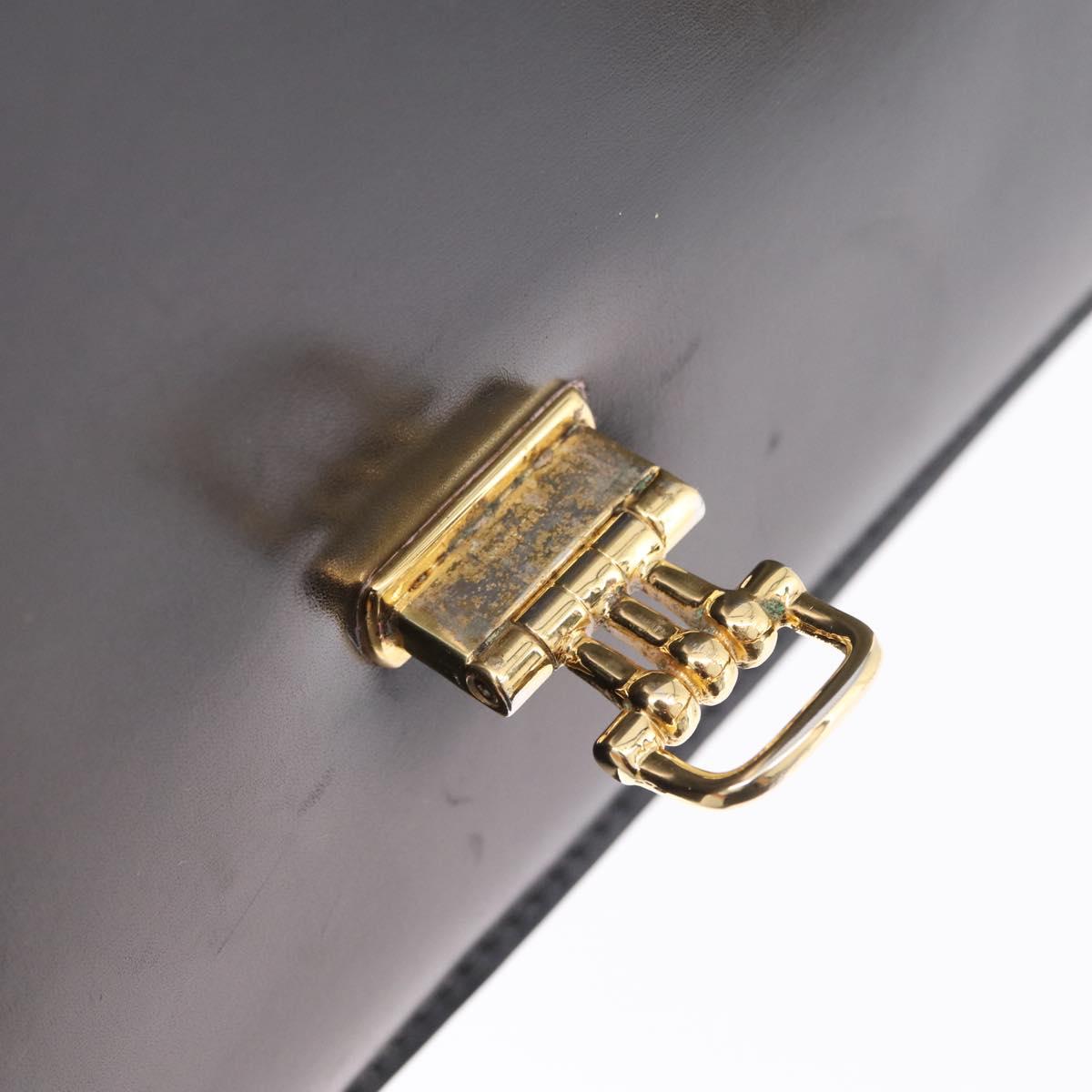 CELINE Hand Bag Leather Black Gold Auth ka7008