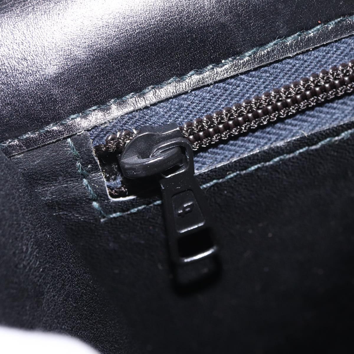 CELINE Hand Bag Leather Black Gold Auth ka7008