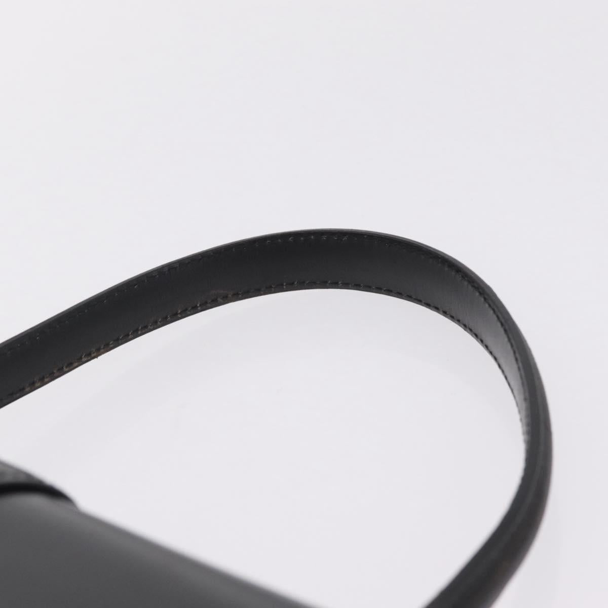 CELINE Hand Bag Leather Black Gold Auth ka7008