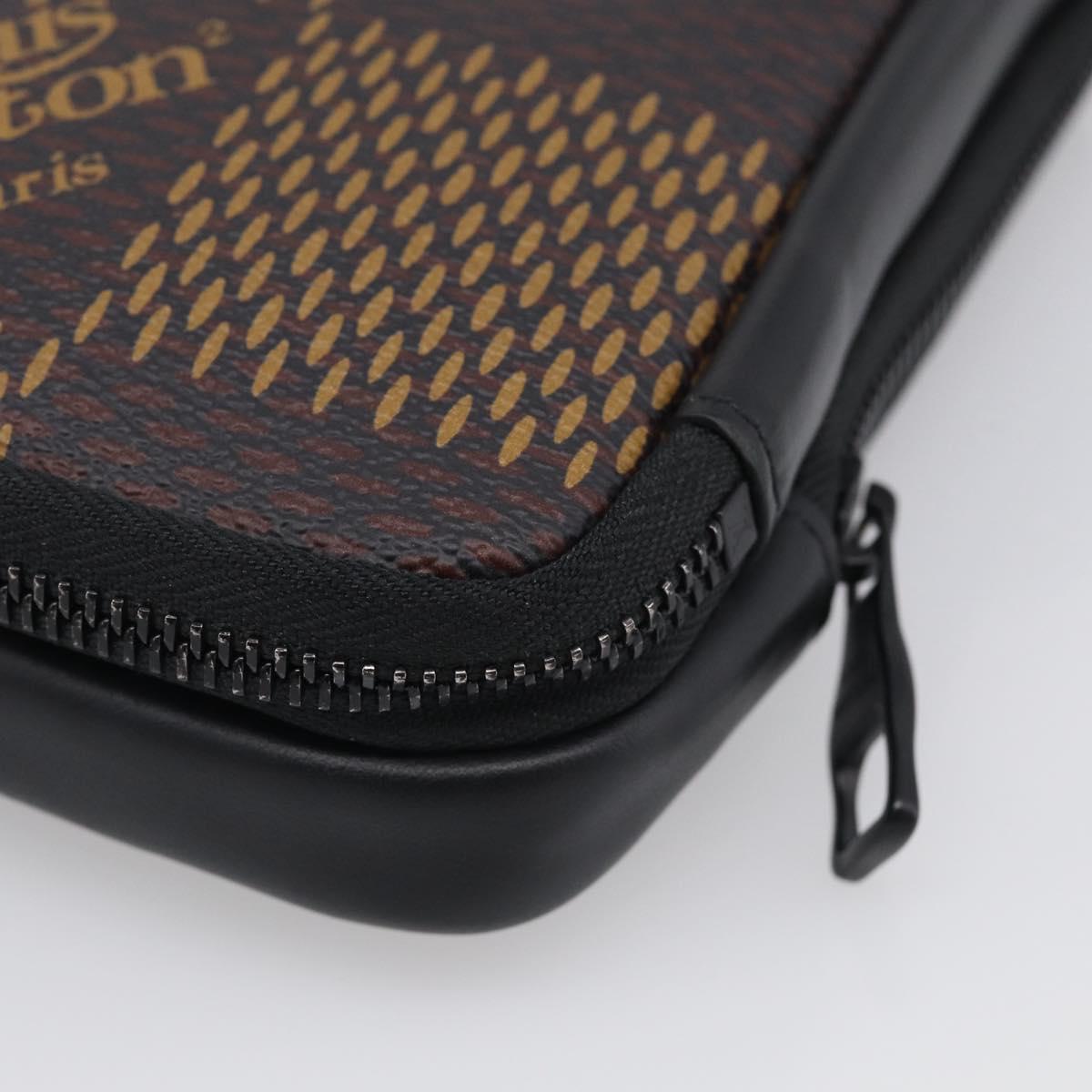 LOUIS VUITTON Ebene Giant LV × NIGO Double Phone Pouch N40377 LV Auth ka7010SAM