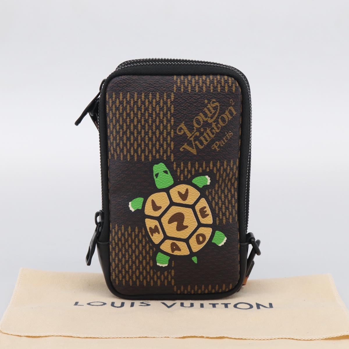 LOUIS VUITTON Ebene Giant LV × NIGO Double Phone Pouch N40377 LV Auth ka7010SAM