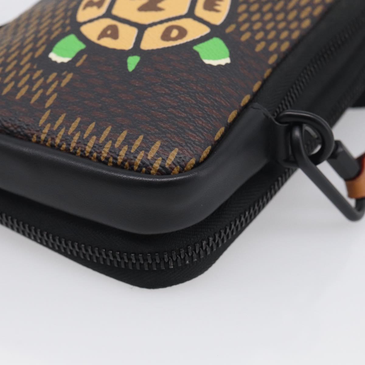 LOUIS VUITTON Ebene Giant LV × NIGO Double Phone Pouch N40377 LV Auth ka7010SAM