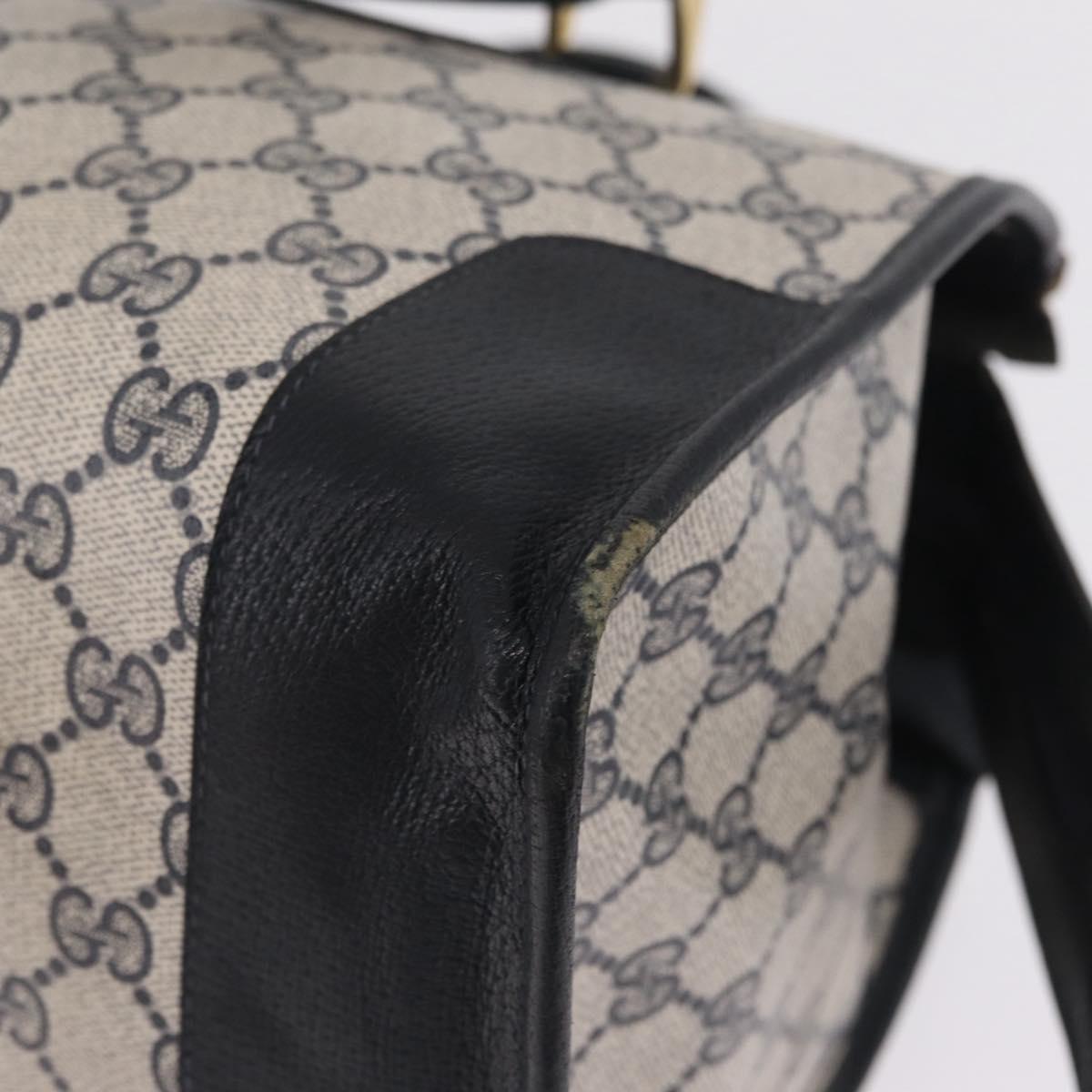 GUCCI GG Supreme Sherry Line Hand Bag PVC Navy Gold Auth ka7011