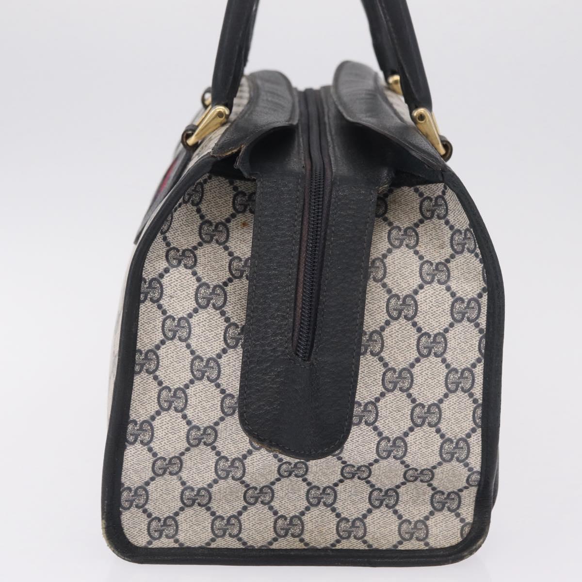 GUCCI GG Supreme Sherry Line Hand Bag PVC Navy Gold Auth ka7011