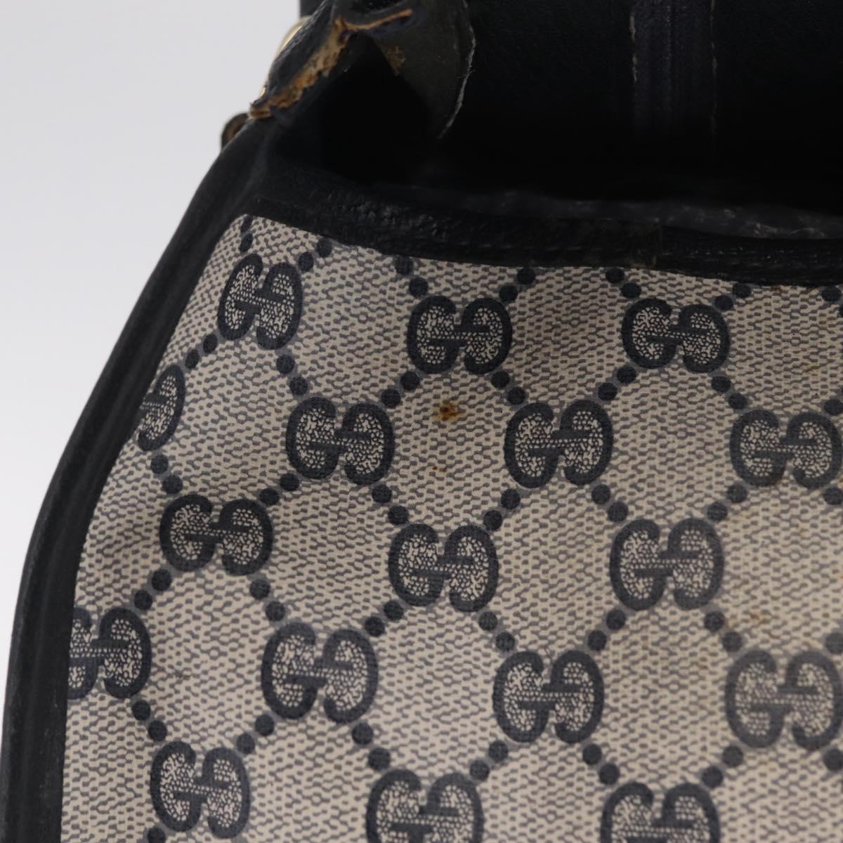 GUCCI GG Supreme Sherry Line Hand Bag PVC Navy Gold Auth ka7011