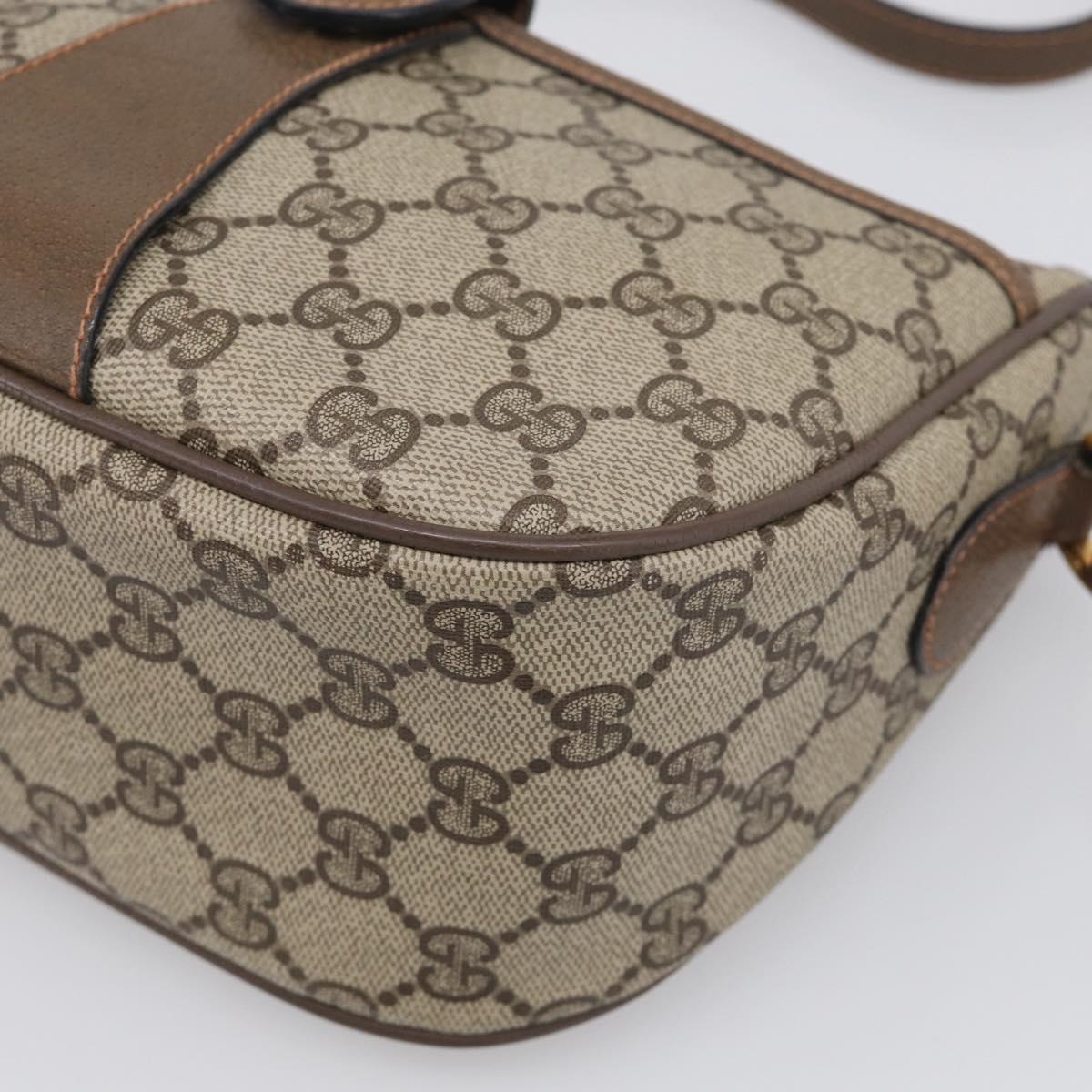 GUCCI GG Supreme Web Sherry Line Bag PVC Beige Gold 89 02 032 Auth ka7012