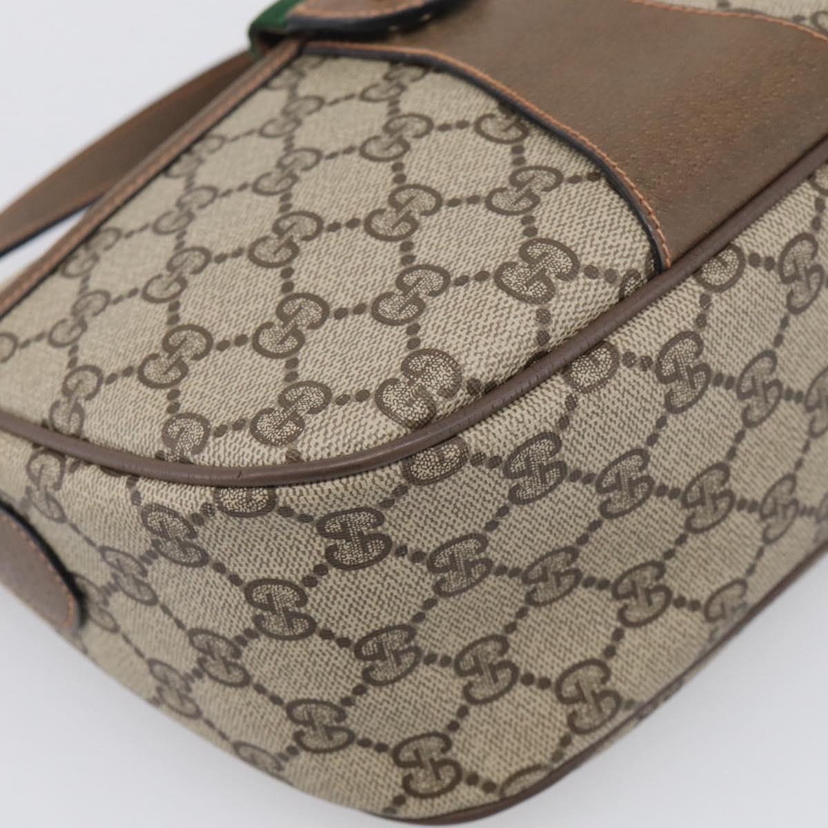 GUCCI GG Supreme Web Sherry Line Bag PVC Beige Gold 89 02 032 Auth ka7012
