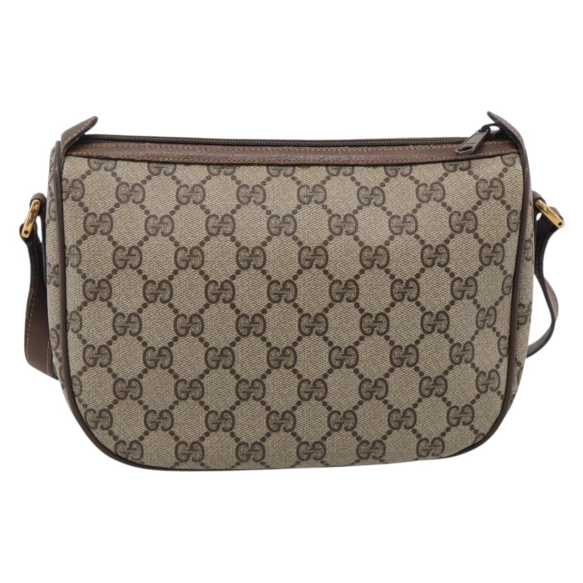 GUCCI GG Supreme Web Sherry Line Bag PVC Beige Gold 89 02 032 Auth ka7012