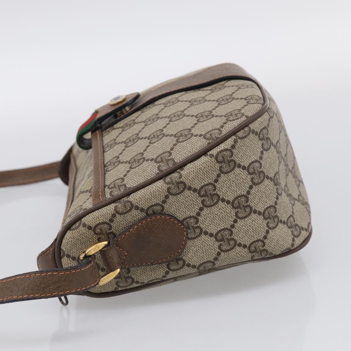 GUCCI GG Supreme Web Sherry Line Bag PVC Beige Gold 89 02 032 Auth ka7012