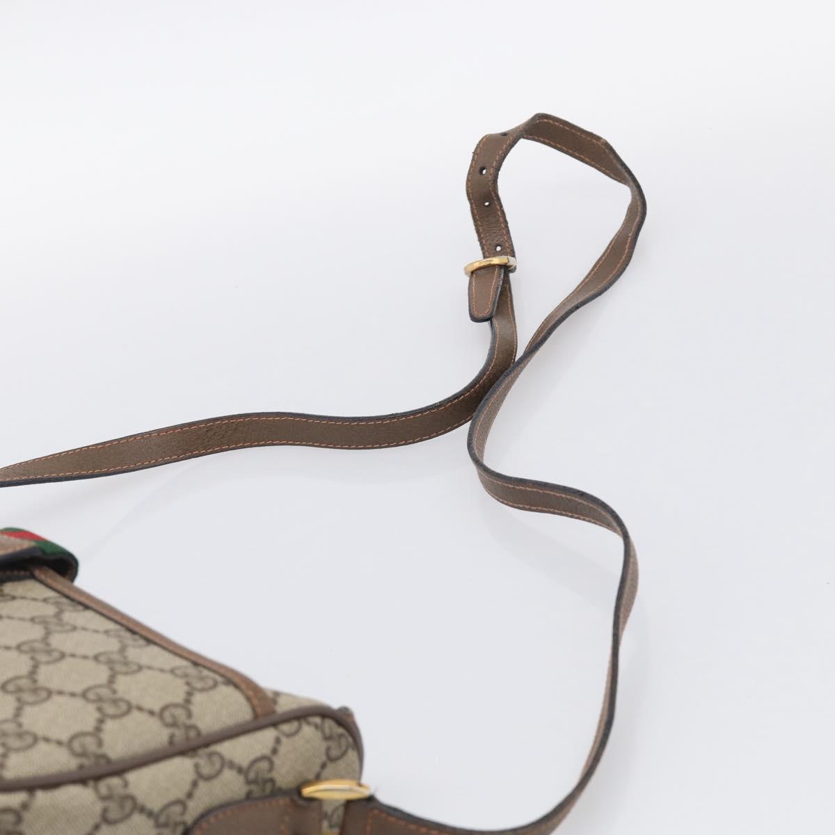 GUCCI GG Supreme Web Sherry Line Bag PVC Beige Gold 89 02 032 Auth ka7012