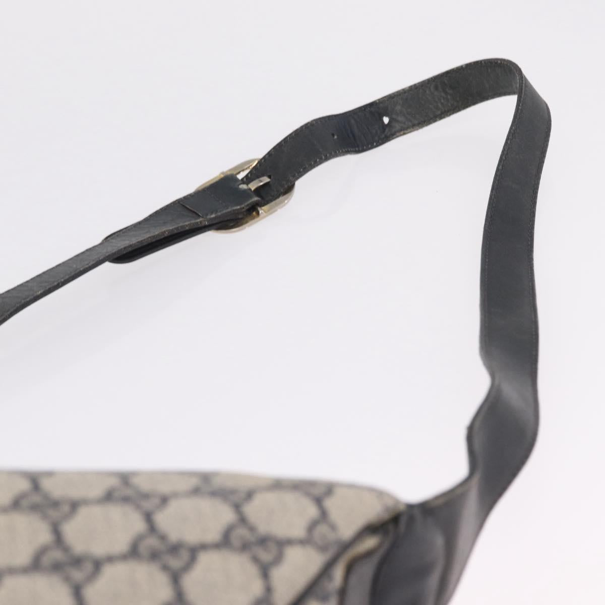 GUCCI GG Supreme Sherry Line Shoulder Bag PVC Navy Gold 29 001 3840 Auth ka7013
