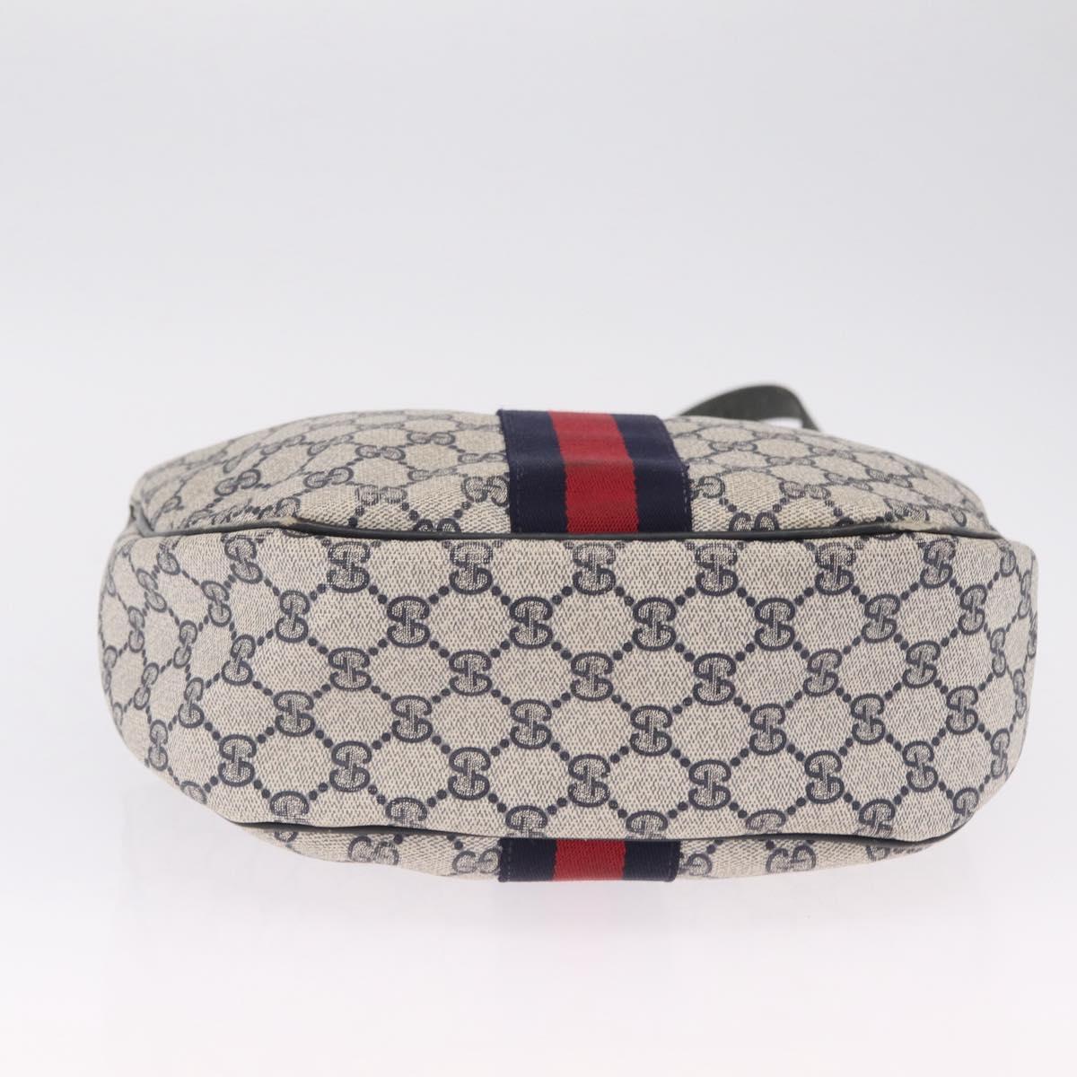 GUCCI GG Supreme Sherry Line Shoulder Bag PVC Navy Gold 29 001 3840 Auth ka7013