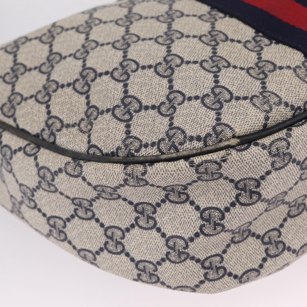 GUCCI GG Supreme Sherry Line Shoulder Bag PVC Navy Gold 29 001 3840 Auth ka7013