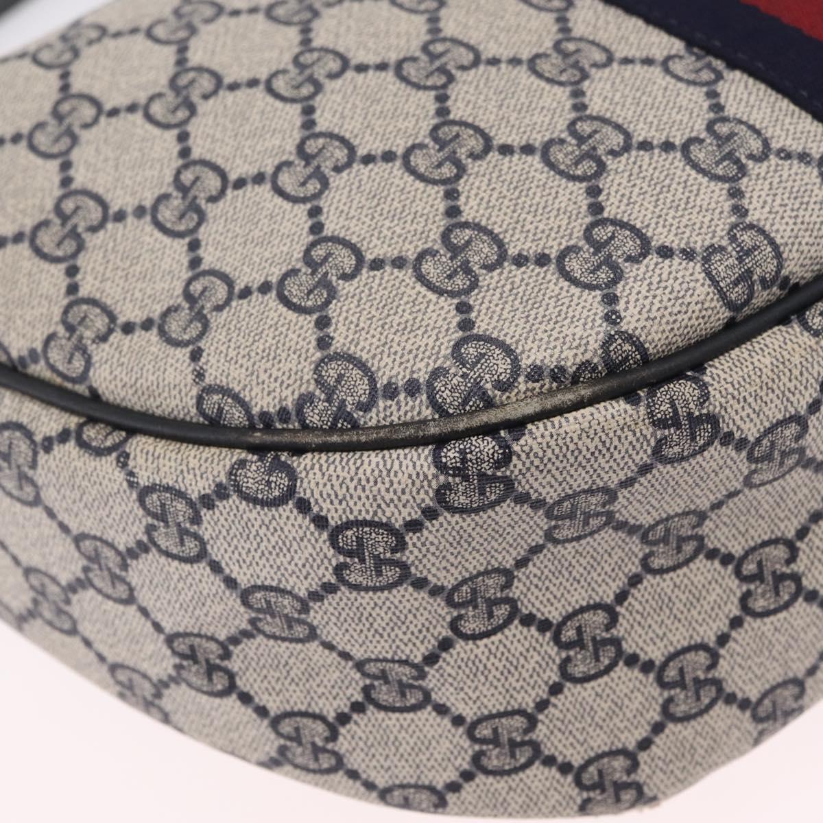 GUCCI GG Supreme Sherry Line Shoulder Bag PVC Navy Gold 29 001 3840 Auth ka7013