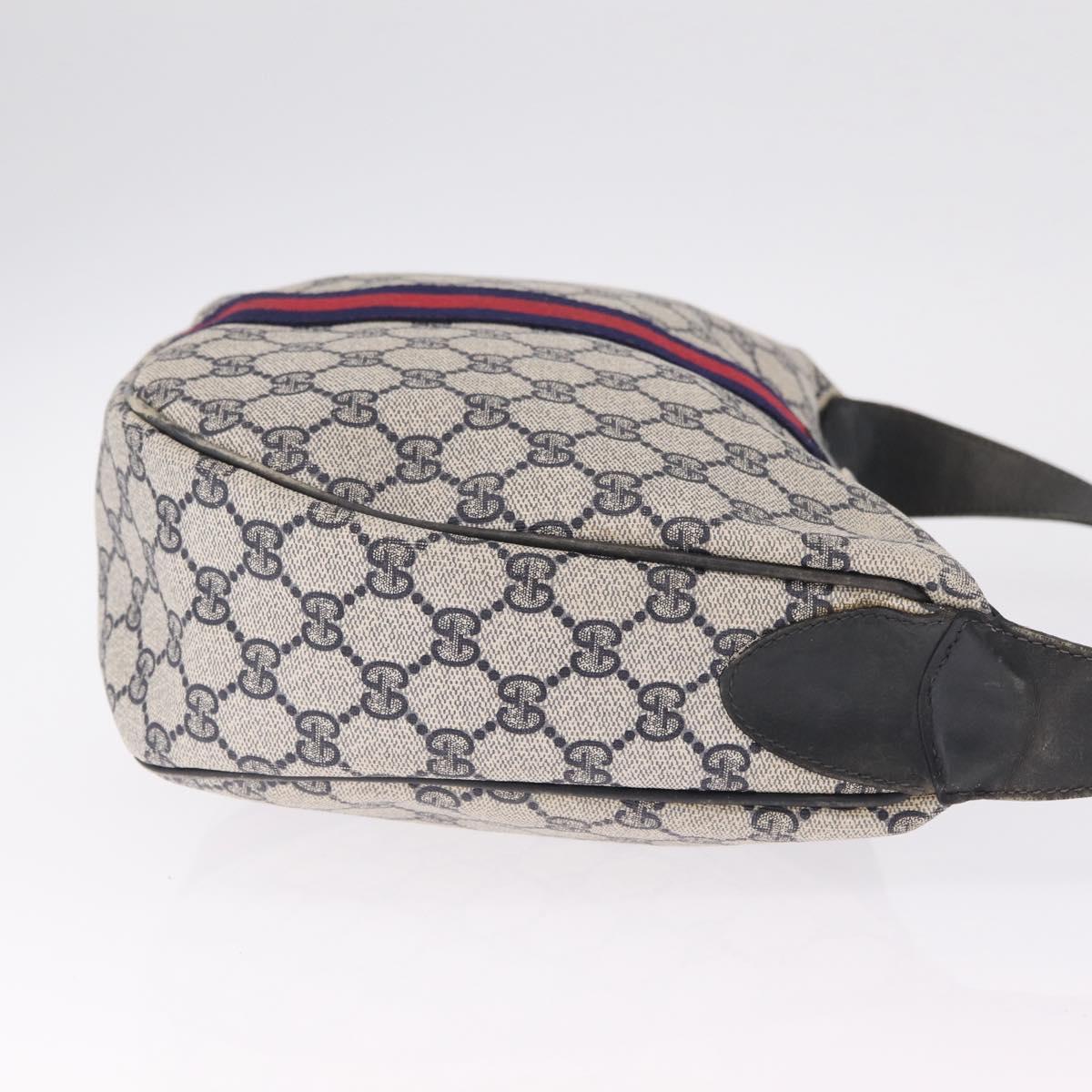 GUCCI GG Supreme Sherry Line Shoulder Bag PVC Navy Gold 29 001 3840 Auth ka7013