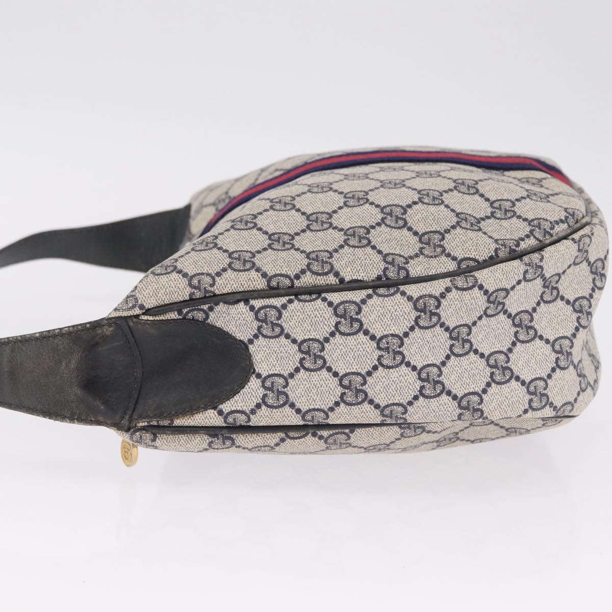 GUCCI GG Supreme Sherry Line Shoulder Bag PVC Navy Gold 29 001 3840 Auth ka7013