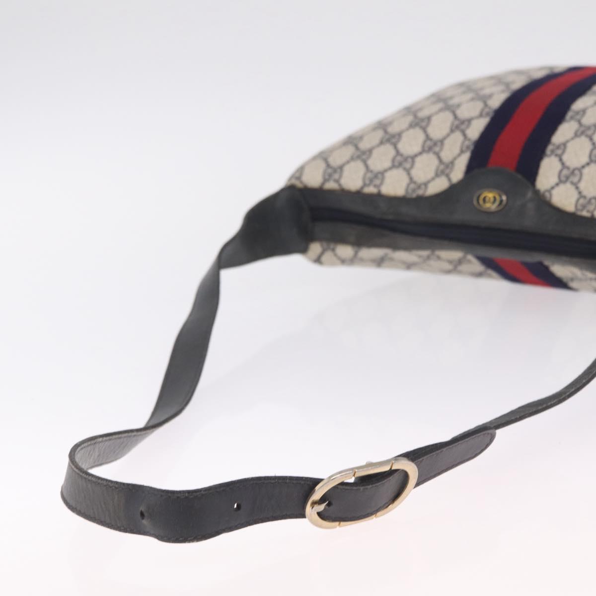 GUCCI GG Supreme Sherry Line Shoulder Bag PVC Navy Gold 29 001 3840 Auth ka7013